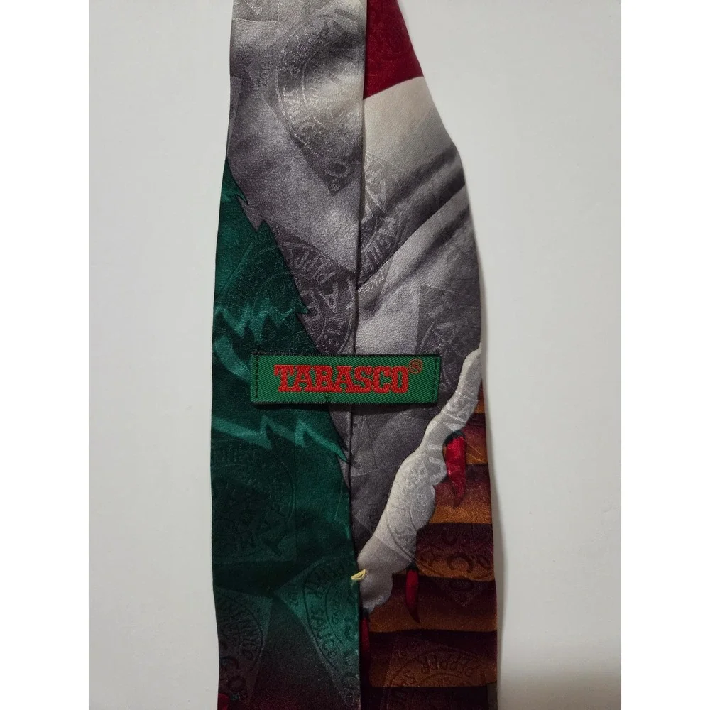 Tabasco Mens Silk Christmas Santa Hot‎ Sauce Holiday Red Green Graphic Necktie